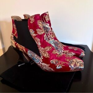 Fluevog Baroness Chelsea Boot (red jacquard)